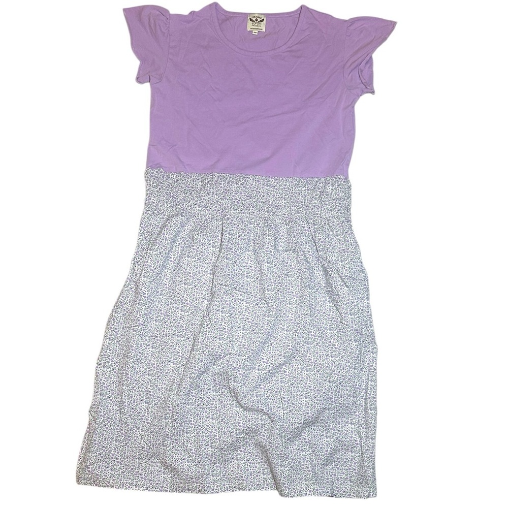 NWOT The Oaks Apparel Co. Purple ditsy floral flutter sleeve dress 14y